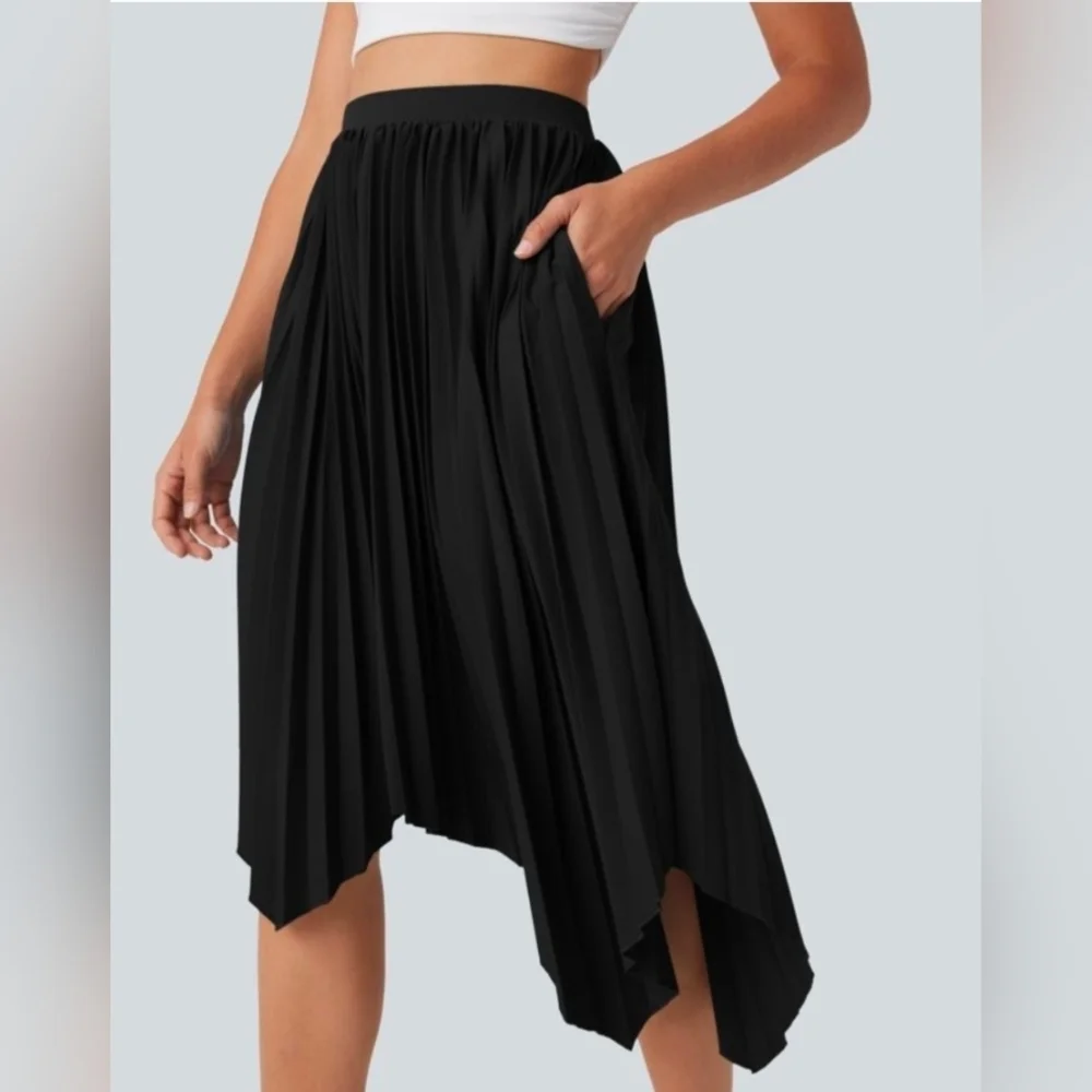 HALARA Black Asymmetrical Midi Skirt XS